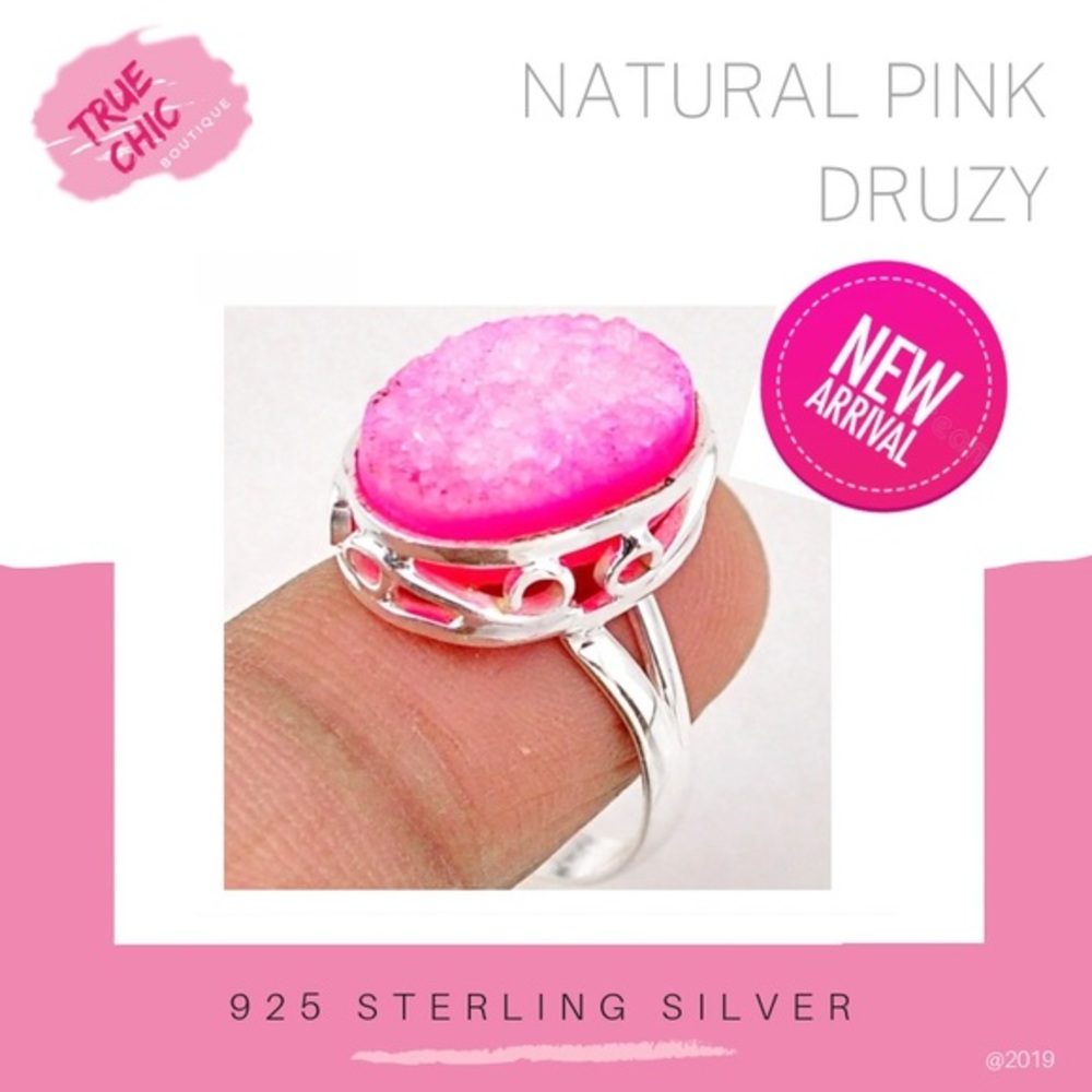 Pink Druzy Ring